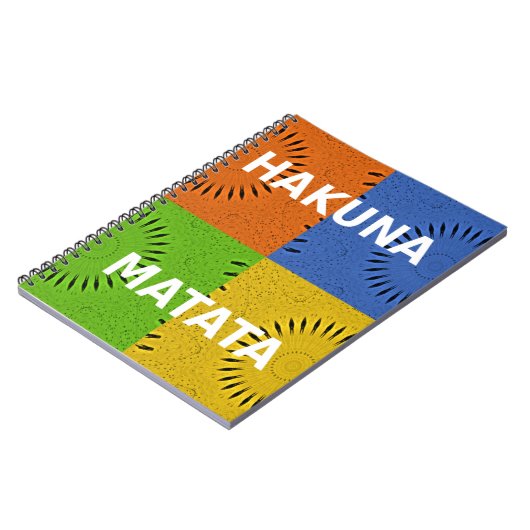 アーカラフルトポップ・アートの・コラージュ&ハクナ・マタタのメッセージ ノートブック (左側)