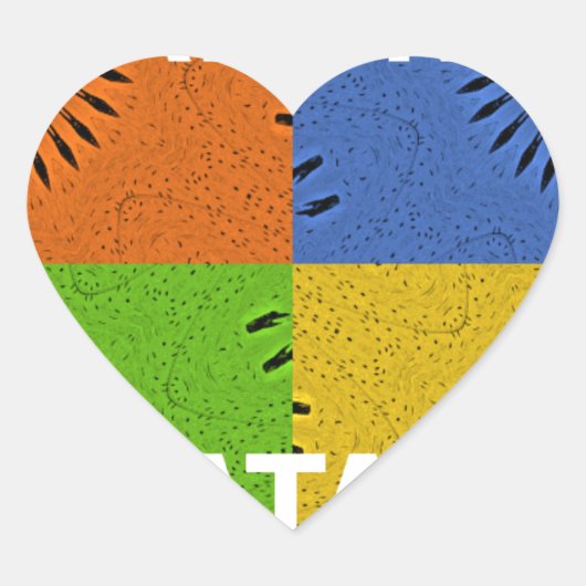 アーカラフルトポップ・アートの・コラージュ&ハクナ・マタタのメッセージ ハートシール (正面)