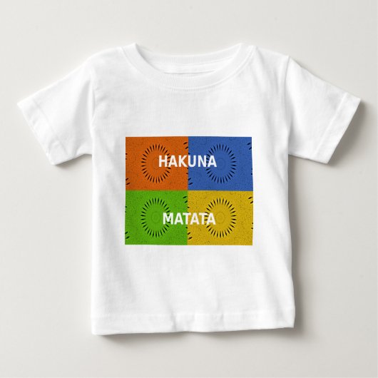 アーカラフルトポップ・アートの・コラージュ&ハクナ・マタタのメッセージ ベビーTシャツ (正面)
