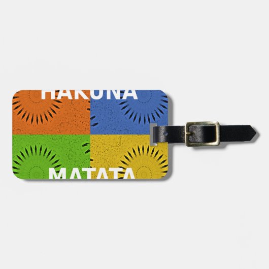 アーカラフルトポップ・アートの・コラージュ&ハクナ・マタタのメッセージ ラゲッジタグ (正面横)