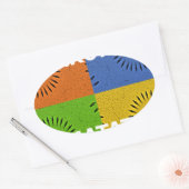 アーカラフルトポップ・アートの・コラージュ&ハクナ・マタタのメッセージ 楕円形シール (封筒)