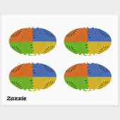 アーカラフルトポップ・アートの・コラージュ&ハクナ・マタタのメッセージ 楕円形シール (シート)