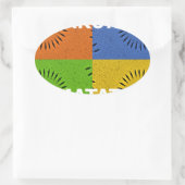 アーカラフルトポップ・アートの・コラージュ&ハクナ・マタタのメッセージ 楕円形シール (バッグ)