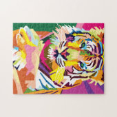 アーカラフルトポップ・アートの・タイガーポートレート ジグソーパズル (横)