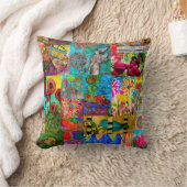 アーカラフルトポップ・アートの・ミックスメディア・コラージュ装飾用クッション クッション (ブランケット)