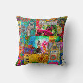 アーカラフルトポップ・アートの・ミックスメディア・コラージュ装飾用クッション クッション (裏面)