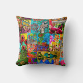 アーカラフルトポップ・アートの・ミックスメディア・コラージュ装飾用クッション クッション (正面)