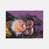 アーカラフルトポップ・アートの・モンキーポートレート フリースブランケット (正面(横))