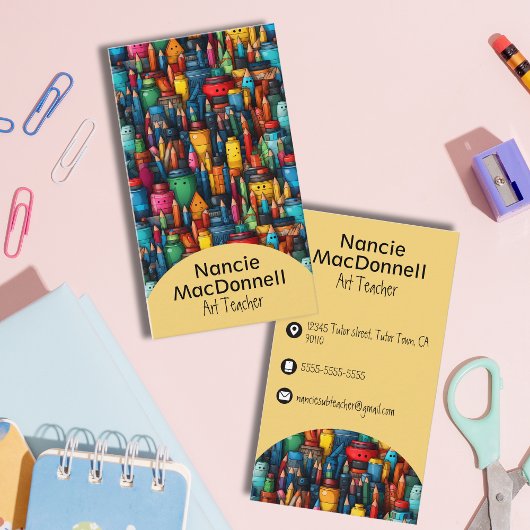 アーカラフルト先生漫画クレヨンのペンパターン 名刺