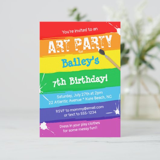 アーカラフルト絵を描パーティー誕生会 招待状 (スタンド正面)