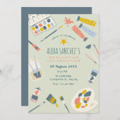 アーカラフルト絵を描ブラシ卒業 招待状 (正面/裏面)