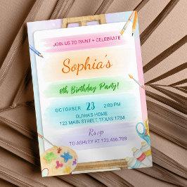 アーカラフルト絵画の誕生日招待状 招待状