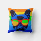 アーカラフルポップ・アートのトフランスのブルドッグ クッション (裏面)