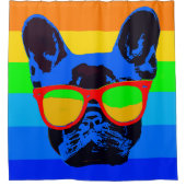 アーカラフルポップ・アートのトフランスのブルドッグ シャワーカーテン (正面)