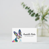 アーカラフルポップ・アートのトフランスのブルドッグ 名刺 (スタンド正面)