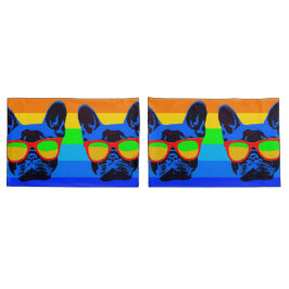 アーカラフルポップ・アートのトフランスのブルドッグ 枕カバー