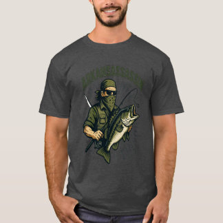 アーカンササシン アーカンサス州の釣りライフをユーモラスに捉えたレトロ風デザイン Tシャツ