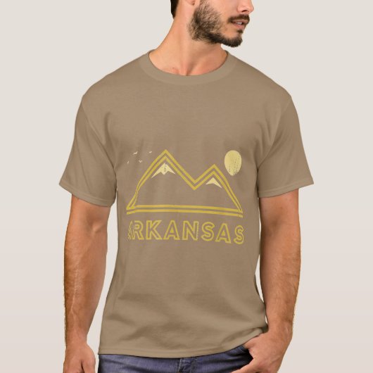 アーカンサススーベニアハイキングマウンテンズサンセットヴィンテージ Tシャツ (正面)
