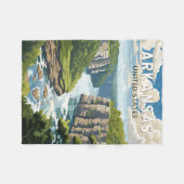 アーカンサストラベルアートヴィンテージ フリースブランケット (正面(横))