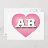 アーカンサスピンクフェードハート- I love AR ポストカード (正面/裏面)