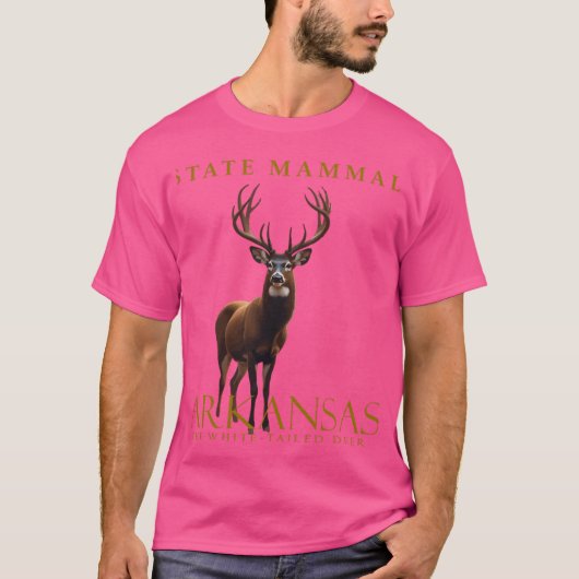 アーカンサスホワイトテールディアーデザイン Tシャツ (正面)