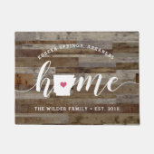 アーカンサスホーム州パーソナライズされたウッドルック ドアマット (正面)