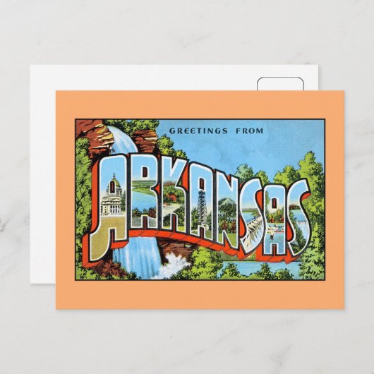 アーカンソーからのヴィンテージの挨拶 ポストカード (正面/裏面)