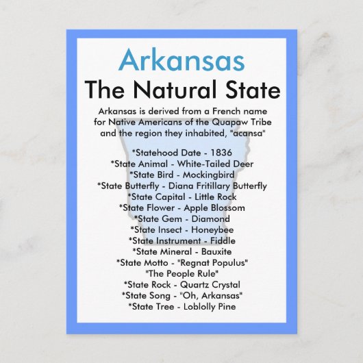 アーカンソーについて ポストカード (正面)