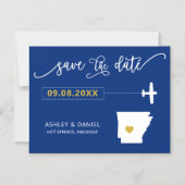 アーカンソーのウェディング日付カードを保存する地図 マグネット招待状 (正面)