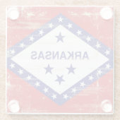 アーカンソーのグランジな旗 ガラスコースター (裏面)