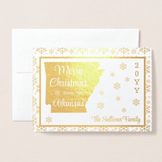 アーカンソーのメリークリスマス州写真 箔カード (封筒付き正面)