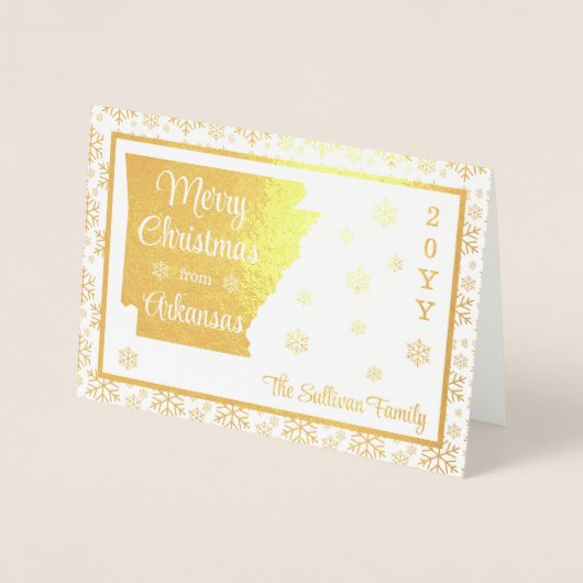 アーカンソーのメリークリスマス州写真 箔カード (正面)