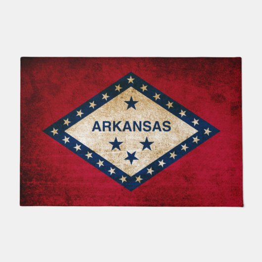 アーカンソーのヴィンテージの素朴な旗 ドアマット (正面)