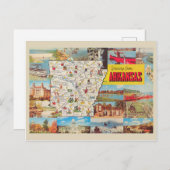 アーカンソーのヴィンテージ地図と写真 ポストカード (正面/裏面)