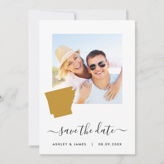 アーカンソーの地図フォトウェディング日付カードを保存 セーブザデート (正面)