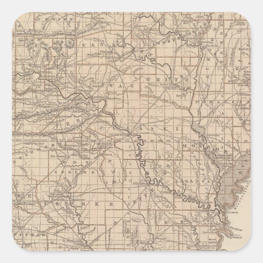 アーカンソーの地図 スクエアシール (正面)