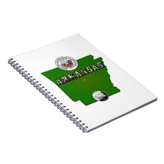 アーカンソーの地図、印章、州クォーフェイクト ノートブック (右側)