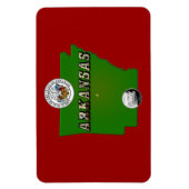 アーカンソーの地図、印章、州クォーフェイクト マグネット (縦)