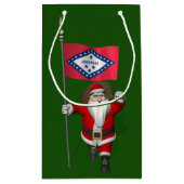 アーカンソーの旗を持つサンタクロース スモールペーパーバッグ (裏面)