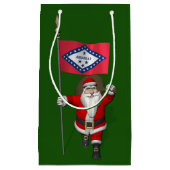 アーカンソーの旗を持つサンタクロース スモールペーパーバッグ (正面)