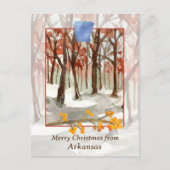 アーカンソーの木々からのメリークリスマス冬の雪 シーズンポストカード (正面)