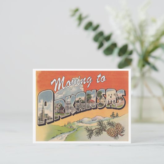 アーカンソーへの移動ヴィンテージ所在地の変更 ポストカード (スタンド正面)