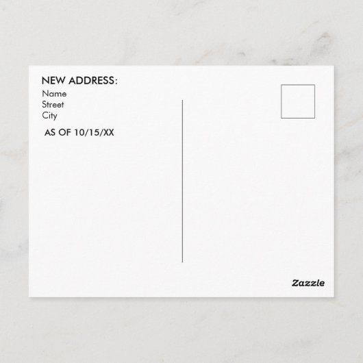 アーカンソーへの移動ヴィンテージ所在地の変更 ポストカード (裏面)