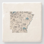 アーカンソーアンティーク写真地図ヴィンテージ州図 ストーンコースター (正面)