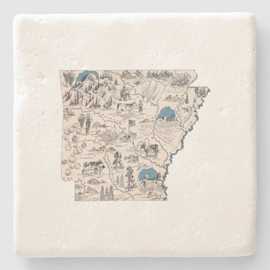 アーカンソーアンティーク写真地図ヴィンテージ州図 ストーンコースター (正面)