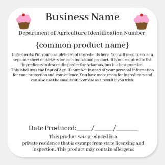 アーカンソーコテージ法/食品自由法2021 w/ID# スクエアシール