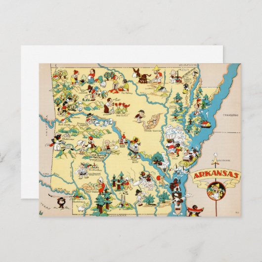 アーカンソーヴィンテージマンガの地図 ポストカード (正面/裏面)