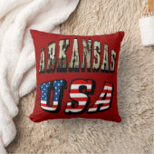 アーカンソー写真と米国国旗の文字 クッション (ブランケット)