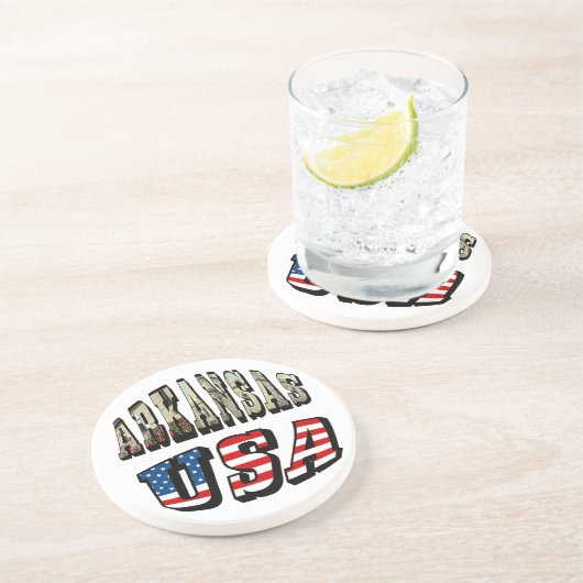 アーカンソー写真と米国国旗の文字 コースター (側面)