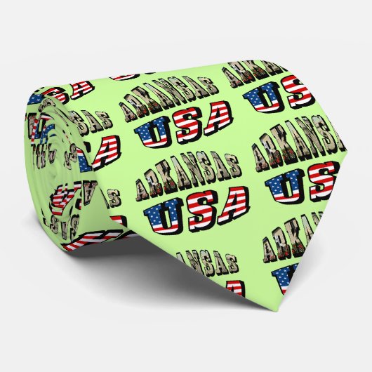 アーカンソー写真と米国国旗の文字 ネクタイ (ロール)